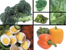 Lutein and zeaxanthin are important nutrients found in kale, mustard greens, turnip greens, romaine lettuce, orange peppers, yellow corn, broccoli, avocados, oranges, and egg yolks.